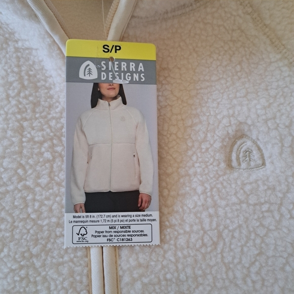Sierra Designs Full Zip Fleece Women's Small Shepra Zip Jacket Cream NWT Neutral - Picture 8 of 14